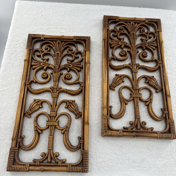 DART INDUSTRIES Other - Vintage 60's 70's MCM Wall Decor Panels Dart Industries Faux Rattan Bamboo Boho